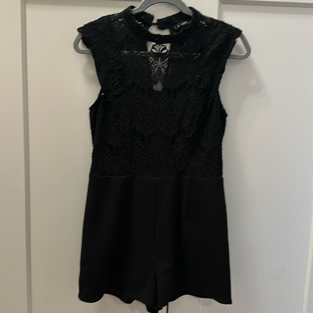 Soieblu Black Lace Top Romper